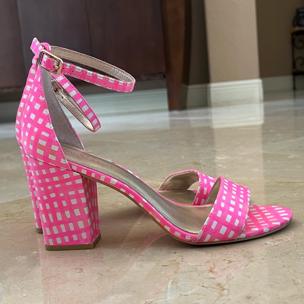 Lilly Pulitzer Pink Gingham Amber Lynn Sandal
